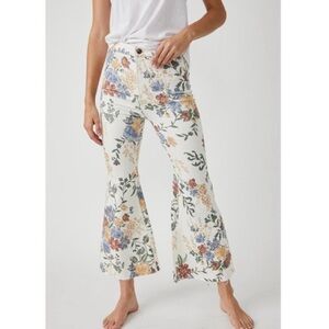 Free People We The Free Youthquake Floral Printed Crop Flare Jeans 27 NWOT